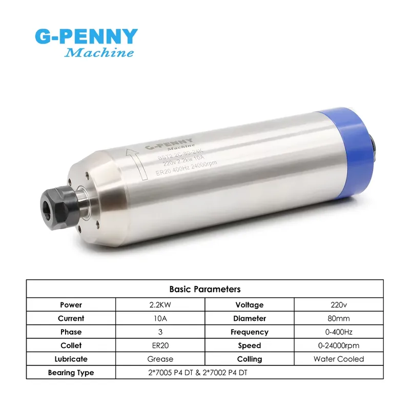 G-penny 2.2KW ER20 D80 Wood Wo - 2.2Kw Water Cooled Spindle Kit Vfd ulasan dan harga