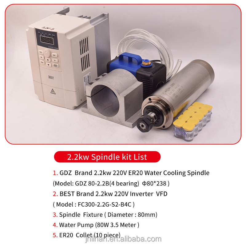 GDZ 2.2KW 220V Water Cooled CN - 2.2Kw Water Cooled Spindle Kit Vfd ulasan dan harga